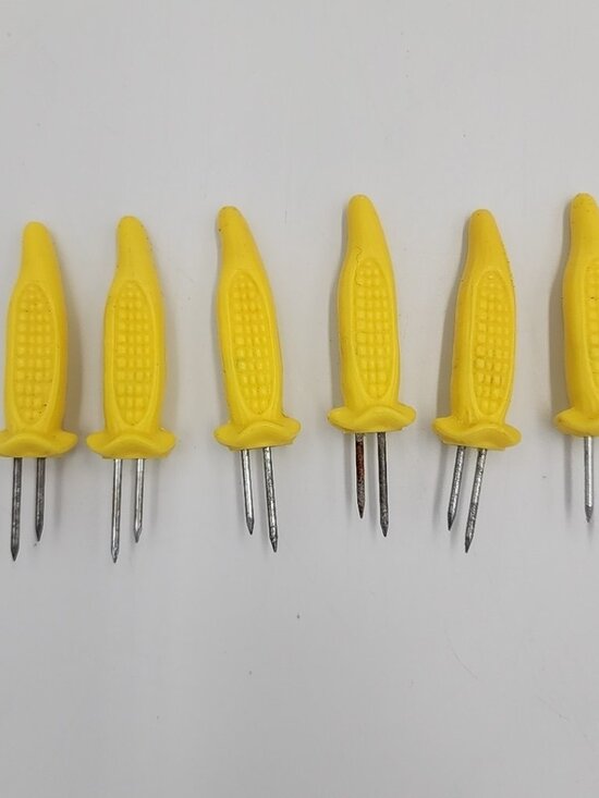Unbranded Other - Lot of 6 Unbranded Corn Cob Forks Holders Appetizer Design Mini Yellow Corn